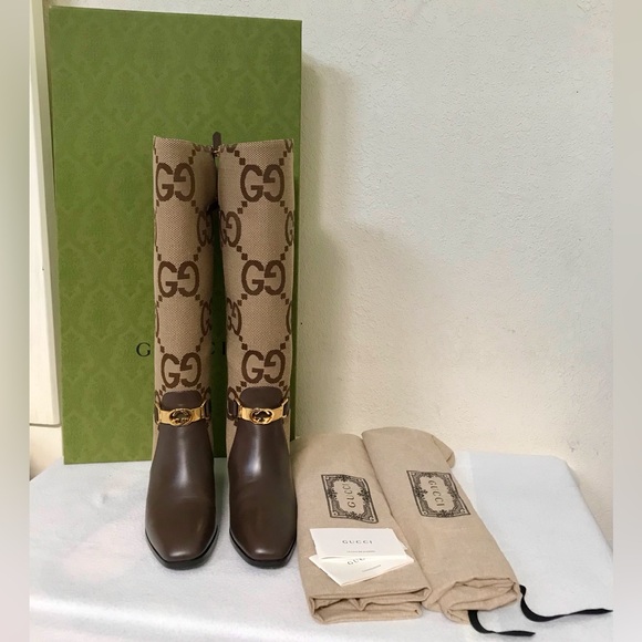 Gucci Shoes - Gucci GG Logo Canvas Heel Boots